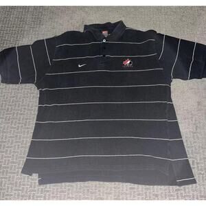Nike Hockey Canada Waffle Knit Polo Shirt Black White Adult XL 100% Cotton Polo